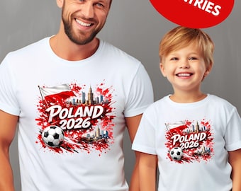 Poland 2026 Soccer Shirt, Poland Football Fan Tee, Matching Family Shirts, Kids & Adults Soccer Apparel, Poland Team Supporter Gift
