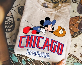 Chicago Baseball Shirt or Sweatshirt, Mickey Inspired Vintage Sports Tee, Retro Cartoon Baseball Sweatshirt, Classic Game Day Top
