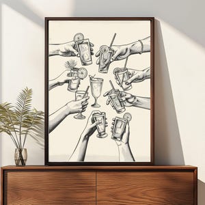 Cheers Wall Art Digital Download | Stylish Bar Cart Wall Decor | Cheers Sign Printable | Cocktail Bar Art | Drinks Wall Art | Bar Cart Print