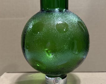 Pantalla de lámpara de globo de cristal verde esmeralda VTG hecha a mano por sopladores de vidrio florentinos en Italia.
