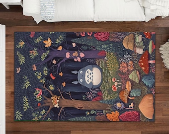 Japanischer Anime Teppich / Süßer Totoro Teppich / Japanischer Anime Teppich / Anime Giftful Rug / Polyester