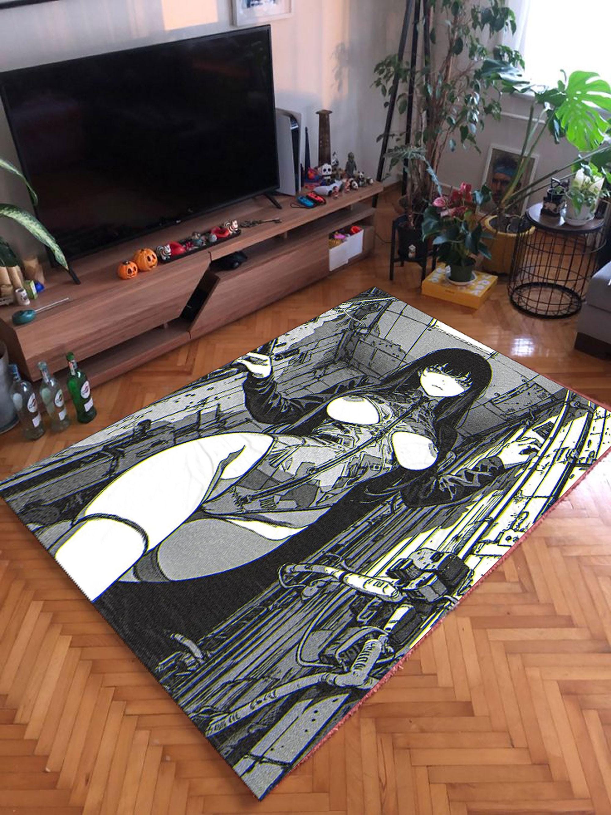 Ahegao Girl Rug / Japanischer Anime-Girl-Teppich / bringt Anime-Ästhetik mit einem Anime-Girl-Teppich in Ihren Raum / Polyester-Teppich