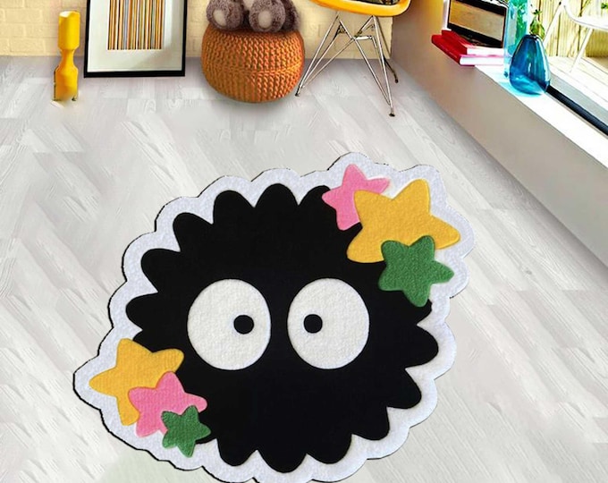 Soot Sprite Rug: Ghibli Inspired Japanese Anime Decor, Polyester Rug