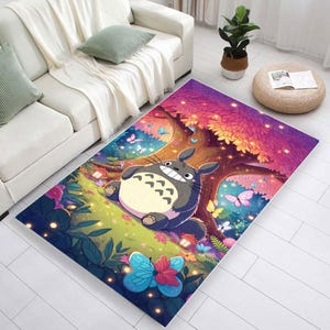 Ghibli Inspired Decore /Japanese Anime Decorate Rug / Totoro Rug / Japanese Animer Rug / Anime Giftful Rug / Polyester