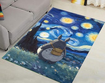 Ghibli Totoro-matta: Japansk anime-dekor i polyester - Van Gogh-matta