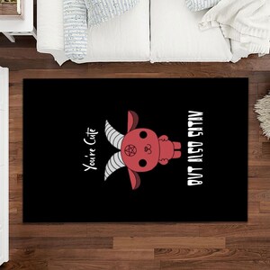 Satan vloerkleed/ schattig duivels vloerkleed en uniek woondecor / eigenzinnig stijlvol op satan geïnspireerd / polyester vloerkleed