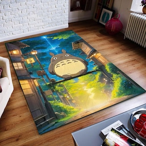Ghibli Inspired Decore /Japanese Anime Decorate Rug / Totoro Rug / Japanese Animer Rug / Anime Giftful Rug / Polyester