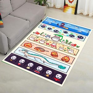 Ghibli Inspired Decore /Japanese Anime Decorate Rug / Totoro Rug / Japanese Animer Rug / Anime Giftful Rug / Polyester