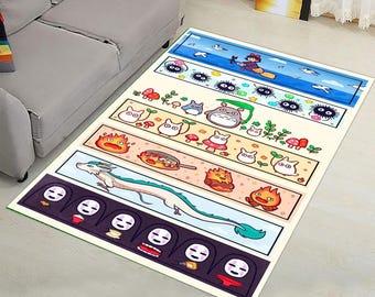 Ghibli Inspirierter Dekor / Japanischer Anime-Dekorteppich / Totoro-Teppich / Japanischer Anime-Teppich / Anime-Giftful-Teppich / Polyester