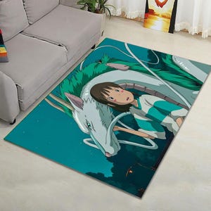 Chihiro and Haku Rug: Japanese Anime Polyester Rug