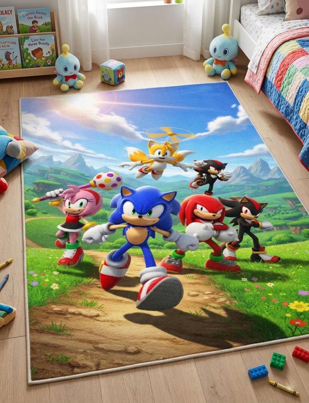 Sonic Rug Sonic the Hedgehog Rug: Colorful Cartoon Polyester Decor - Etsy