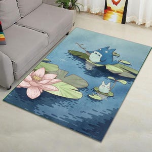Ghibli Inspired Decore /Japanese Anime Decorate Rug / Totoro Rug / Japanese Animer Rug / Anime Giftful Rug / Polyester