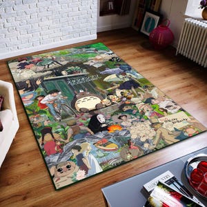 Ghibli Inspired Decore /Japanese Anime Decorate Rug / Totoro Rug / Japanese Animer Rug / Anime Giftful Rug / Polyester