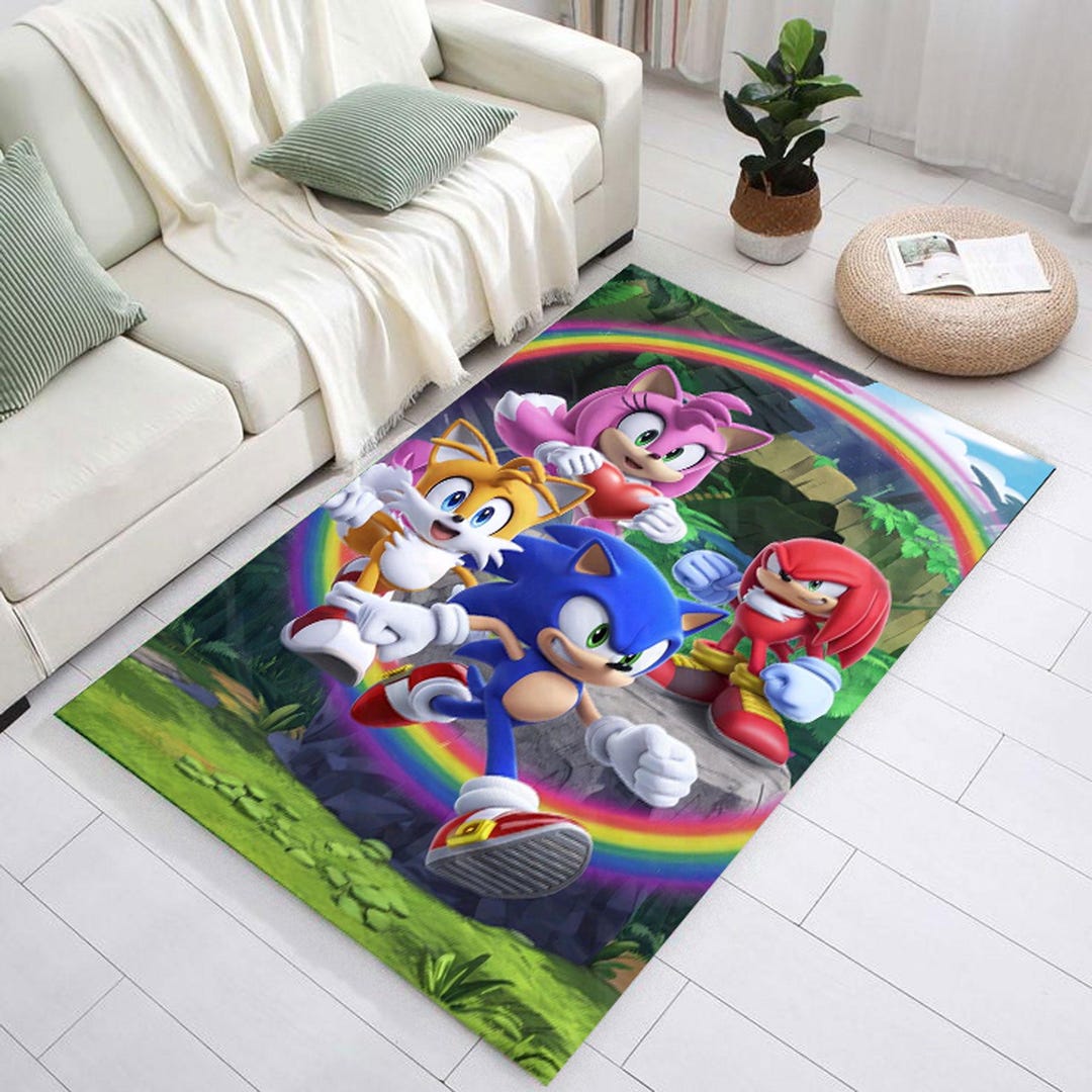 Sonic Shadow Rug Sonic the Hedgehog Rug: Colorful Cartoon Polyester Decor - Etsy