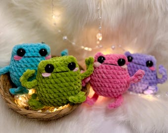 Crocheted Frog Plush | Amigurumi Desk Pet, Emotional Support Toy | Sensory Plush | Squishy Stuffed Animal