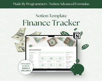 Notion Finance Tracker, Financial Planner, Expense Tracker, Bills, Debt Tracker, Notion Finance Template, Finance Planner, Monthly Budget