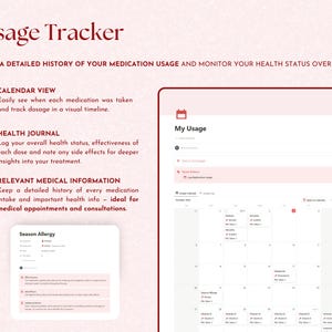 medical tracker, medication log, medication organizer, medication tracker, symptom tracker, medicine tracker, daily medication log, supplement tracker, notion template, notion, notion templates, notion planner, notion dashboard