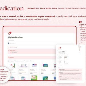 medical tracker, medication log, medication organizer, medication tracker, symptom tracker, medicine tracker, daily medication log, supplement tracker, notion template, notion, notion templates, notion planner, notion dashboard