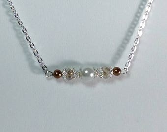 White and Brown Pearl Bridesmaid Necklace