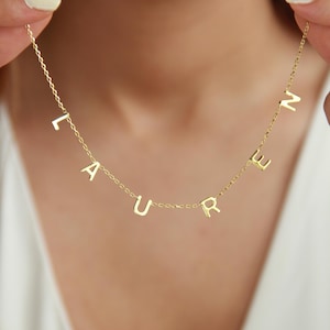 14K Gold Personalized Name Necklace: Custom Initial Jewelry