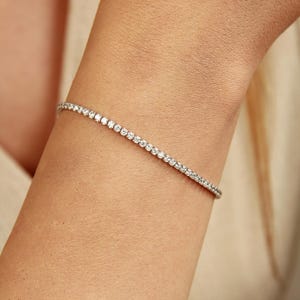 14K Gold Vermeil Tennis Bracelet: CZ Diamond Sterling Silver, Delicate Bridal Jewelry