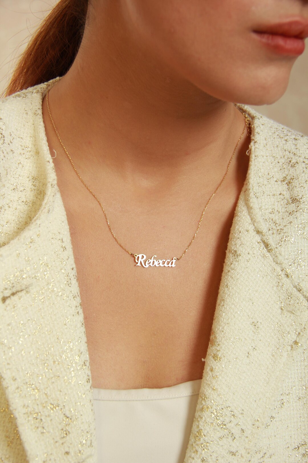 nao様♡14kgf 14K Solid Gold Custom Name Necklace, Personalized Jewelry