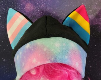 Fun-Size Sweet Stars Mix and Match Cat Ear Fleece Pride Hat - More Flags In Listing