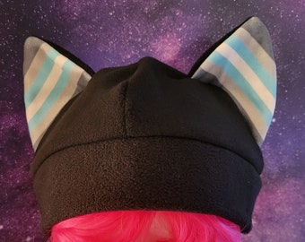Cat Ear Fleece Hat DemiBoy Pride in Two Sizes