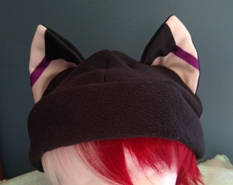 Cat Ear Fleece Hat Demisexual Pride in Two Sizes