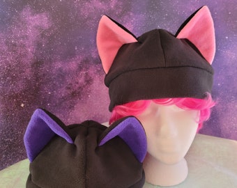 Choose Ear Color Cat Ear Fleece Hat in Two Sizes