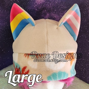 Large Sandy Beach Mix and Match Cat Ear Fleece Pride Hat - More Flags In Listing