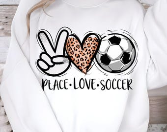 Peace Love Soccer DTF, Game Day Sports Shirt Design - DTF | Ready to Press | Heat Press Transfer