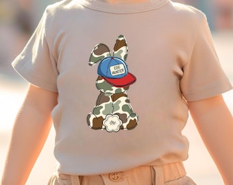 Egg Hunter Camo Bunny DTF, Easter Bunny Kids Shirt Design - DTF Transfer | Ready to Press | Heat Press Transfer | Dtf Print