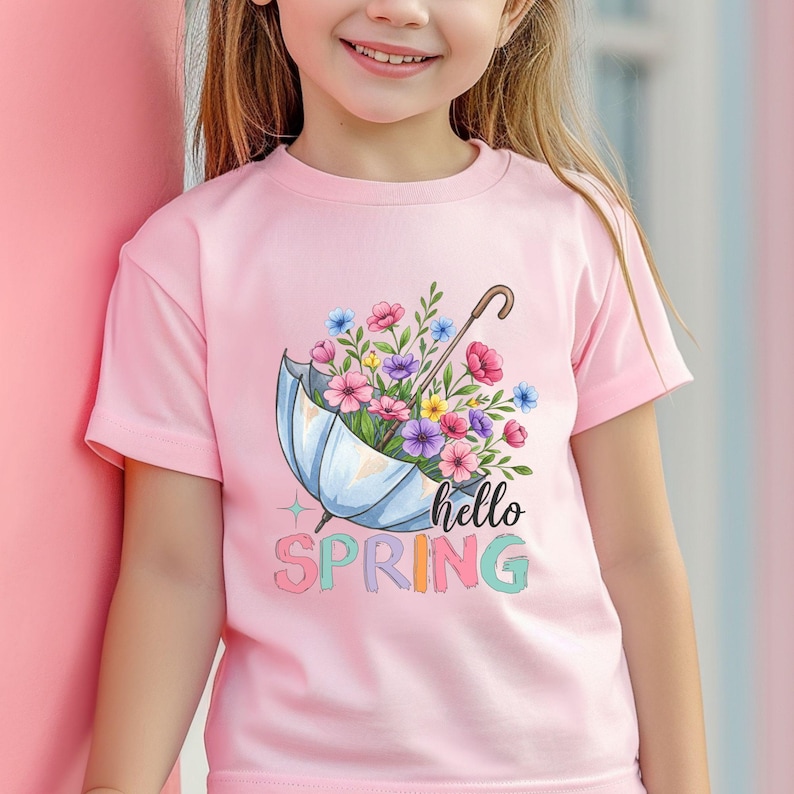 Hello Spring DTF, Spring Flowers, Rain Showers, Cute Adults and Kids ...