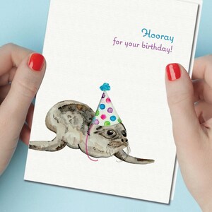 Seal Birthday Card: Watercolor Animal Art, Eco-Friendly
