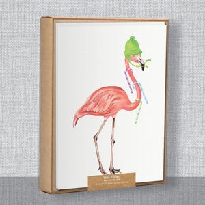 Pinke Flamingo Weihnachtskarte | Lustige Weihnachtskarte Box | Lustige Weihnachtskarten Set | Lustige Tier Weihnachtskarte | Tropische Weihnachtskarte