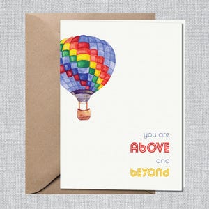Heißluftballon-Bester Freund Dankes-Karte | Lehrer-Schätzen-Karte | Mentor-Karte | Illustrative Dankeskarte | Kunstvolle Dankeskarte