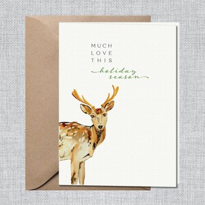 Aquarell Rentier Weihnachtskarte | Rentier Weihnachtskarte | Winter Grußkarte | Rustikale Weihnachtskarte | Waldweihnachtskarte