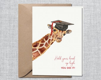 Graduation Card Giraffe | Congratulations Grad Animals | Cute High School Graduation Card | Cute College Graduation Card | Fifth Grade Grad