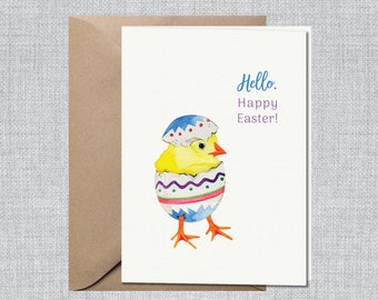 Yellow Baby Chick Easter Card | Painted Easter Egg Card | Kids Easter Card | Grandparents Easter Card | Easter Cards Chicks | Happy Easter