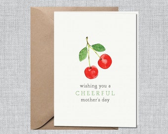 Watercolor Cherry Mother's Day Card | Mother's Day Card Aunt | Mother's Day Card Coworker | Mother's Day Card Sister | Cherries Card Friend