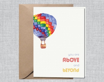 Watercolor Hot Air Balloon Card | Teacher Appreciation Card | Teacher Thank You Note | Teacher Thank You Card | Employee Appreciation Card