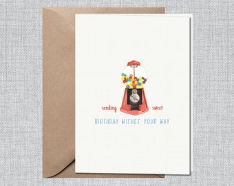 Watercolor Gumball Machine Birthday Card | Grandchild Birthday Card | Nephew Birthday Card | Candy Birthday Card | Son Birthday Card