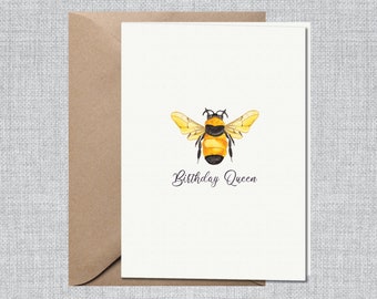 Birthday Card Queen Bee | Birthday Card Bumble Bee | Birthday Card Mom | Birthday Card Friend | Birthday Card Sister | Honey Bee Card