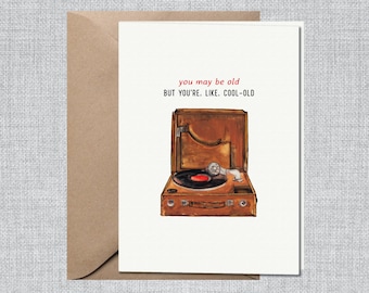 Birthday Card Record Player | Birthday Card Turntable | Birthday Card Vinyl | Over the Hill Card | Birthday Card Husband | Birthday Card Dad