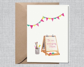 Artist Easel Mother's Day Card | Crafty Mom Mother's Day Card | Artsy Mom Mother's Day Card | Painter Mother's Day Card | Amazing Mom Card
