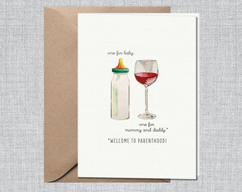 Funny New Baby Card | Funny New Parent Card | Baby Shower Card | Wine Baby Shower Card | Wine New Baby Card | Congratulations New Baby