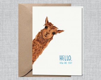 Thinking of You Card Llama | Alpaca Card | Missing You Farm Animal Card | Cute Llama Card | Cute Animal Note Card | Llama Note Cards