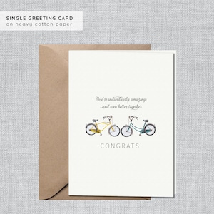 Tarjeta de boda de felicitaciones de bicicletas / Tarjeta de boda al aire libre / Tarjeta dulce de boda / Tarjeta ecológica de boda / Tarjeta dulce de compromiso