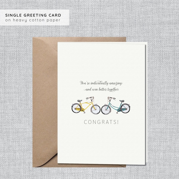 Bikes Congratulations Wedding Card | Outdoors Card Wedding | Sweet Card Wedding | Eco friendly Card Wedding | Sweet Card Engagement